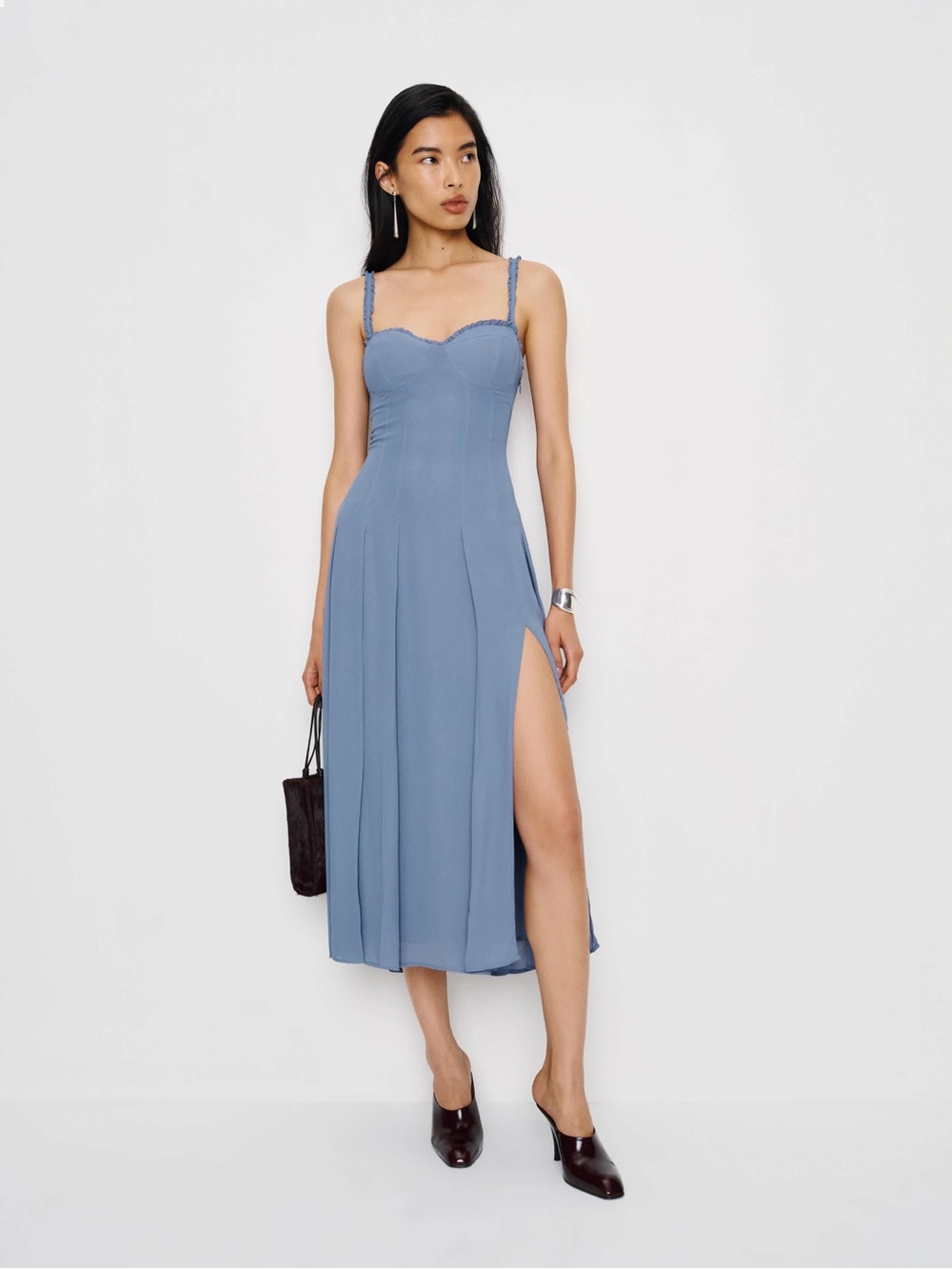 NWOT Reformation Katara A-Line Midi Dress Cornflower Blue Size 8